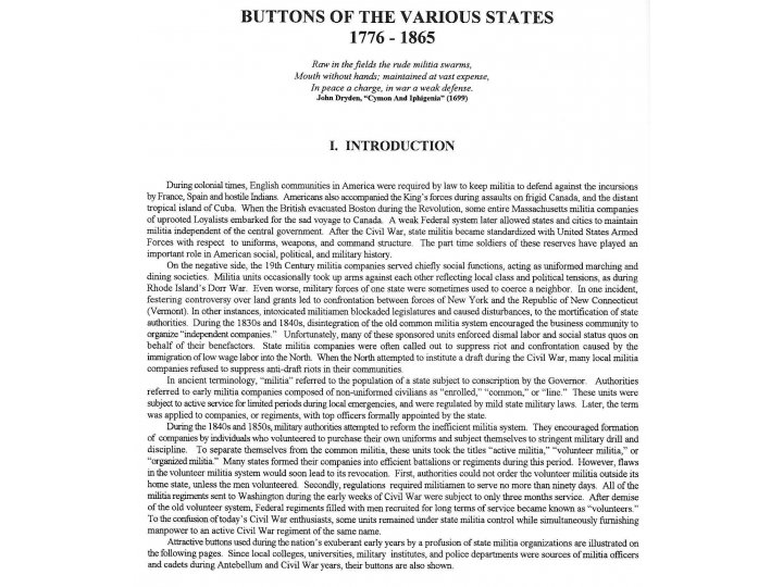 Uniform Buttons of the United States 1776 -1865 by Warren Tice - Signed by Author - Out of Print