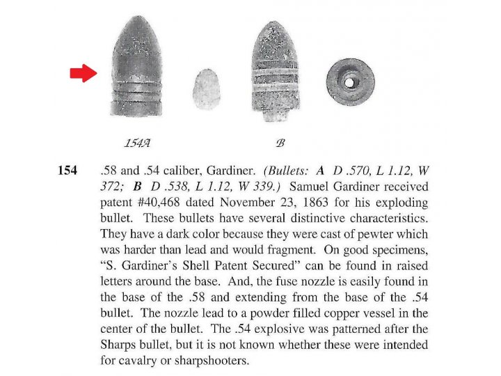 Federal .58 Caliber 3-Ring Explosive Bullet - S. Gardiner Jr. Patent