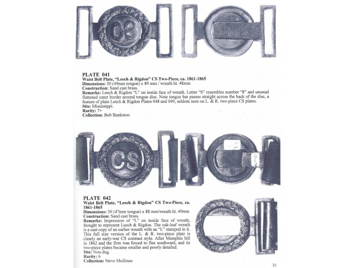 Confederate Two-Piece Tongue and Wreath Belt Buckle - "Leech and Rigdon" - Catlett Collection