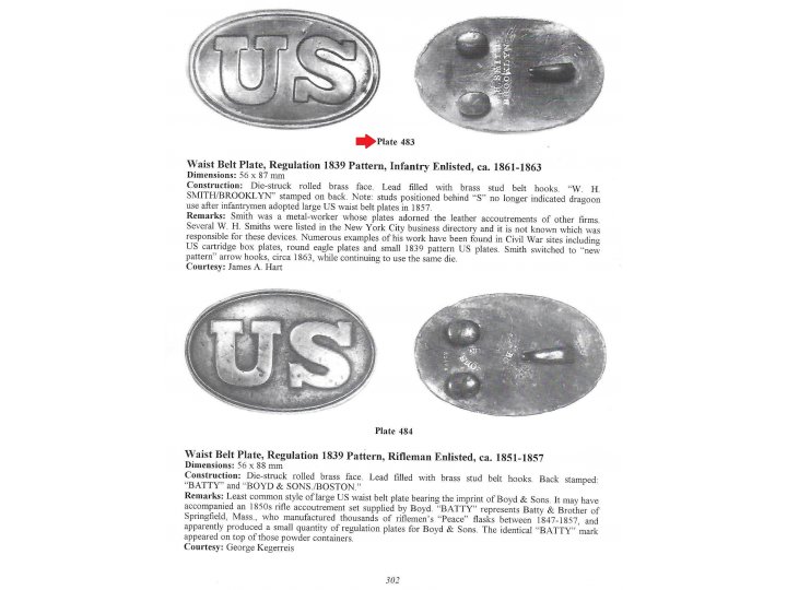 US Waist Belt Buckle Marked "W. H. SMITH / BROOKLYN"