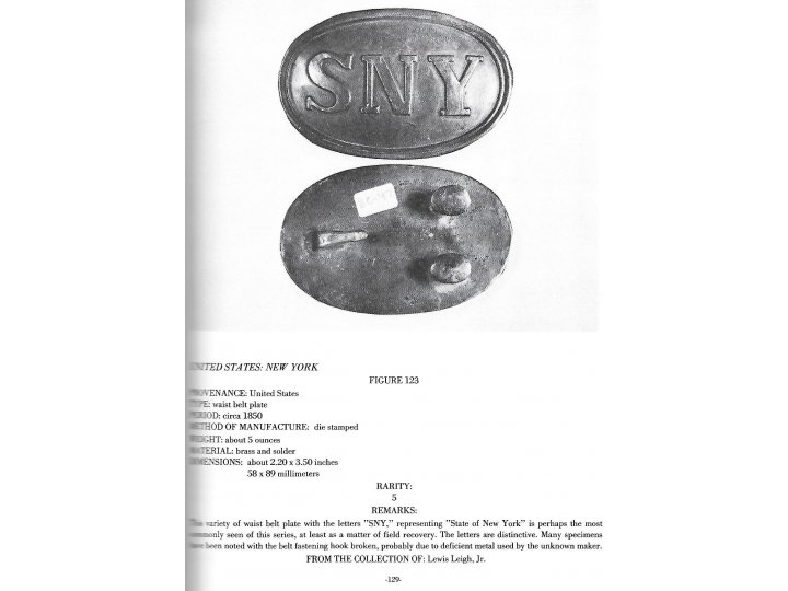 State of New York "SNY" Belt Buckle with Leather Patch Marked "J. I. PITTMAN"