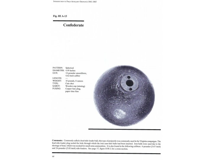 Confederate 12 Pounder "Side-Loader" Case Shot - Lead Side-Plug