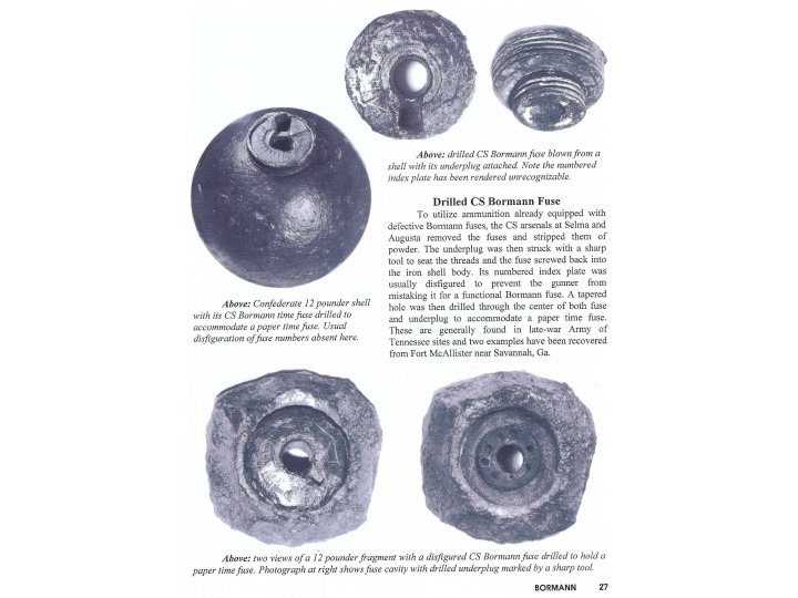 Confederate 12-Pounder Shell with Reamed Bormann Time Fuze