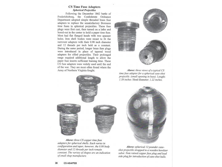 Confederate Time Fuze Adaptor for Spherical Projectile