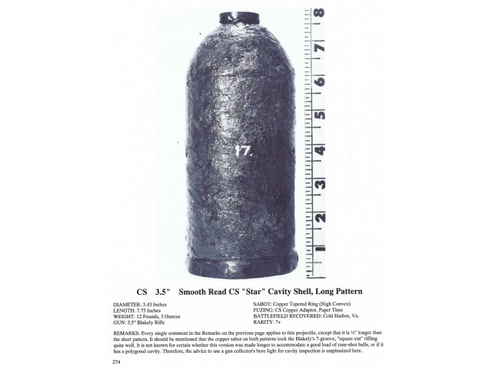 Confederate 3.5-Inch "Long Pattern" Read-Parrott Case-Shot with Star Cavity