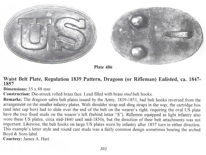 US Waist Belt Buckle for Dragoon (Rifleman) Enlisted