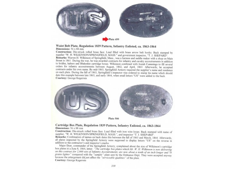 US Waist Belt Buckle - Marked W. H. Wilkinson / Springfield / T. J. Shepard