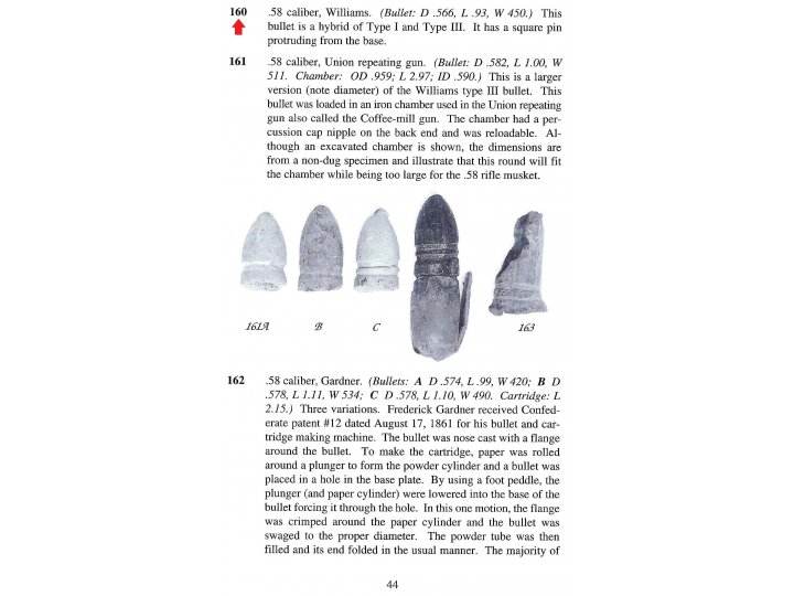 Williams Type I Bullet for Union Repeating Gun .58 Caliber - Outstanding Example