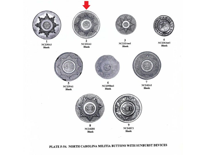 North Carolina "Sunburst" Coat Button - Non-Excavated - High Quality
