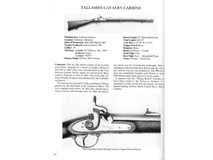 Confederate Longarms and Pistols - A Pictorial Study