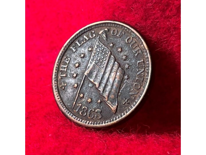 Civil War Patriotic Token Dated 1863 - "SHOOT HIM ON THE SPOT"