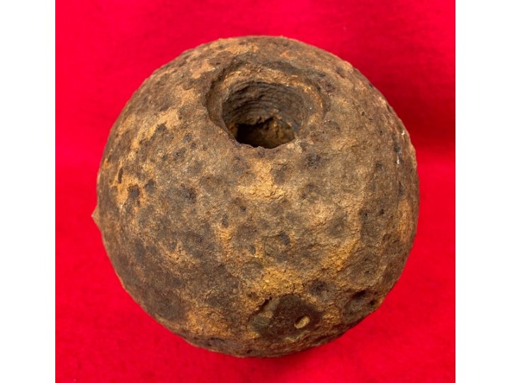 Confederate 12 Pounder Side-Loader Case-Shot Shell - Rare Copper Side-Plug