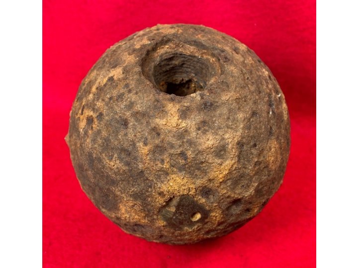 Confederate 12 Pounder Side-Loader Case-Shot Shell - Rare Copper Side-Plug