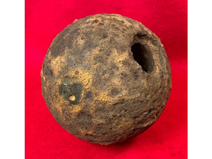 Confederate 12 Pounder Side-Loader Case-Shot Shell - Rare Copper Side-Plug