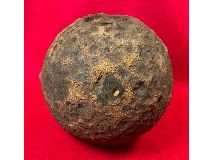 Confederate 12 Pounder Side-Loader Case-Shot Shell - Rare Copper Side-Plug