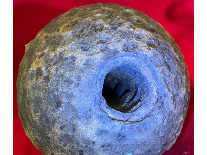 Confederate 12 Pounder Side-Loader Case-Shot Shell - Rare Copper Side-Plug