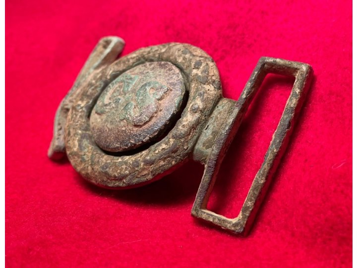 Confederate Two-Piece Tongue and Wreath Belt Buckle