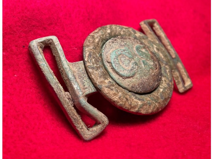 Confederate Two-Piece Tongue and Wreath Belt Buckle