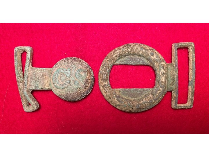 Confederate Two-Piece Tongue and Wreath Belt Buckle