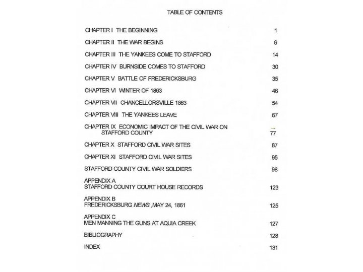 Stafford County in the Civil War - Numbered and Signed