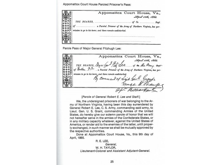 The Appomattox Paroles April 9-15, 1865