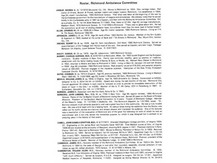 Richmond Ambulance Co., Herbig's Infirmary Co. & The Va. Public Guard & Armory Band - Numbered and Signed