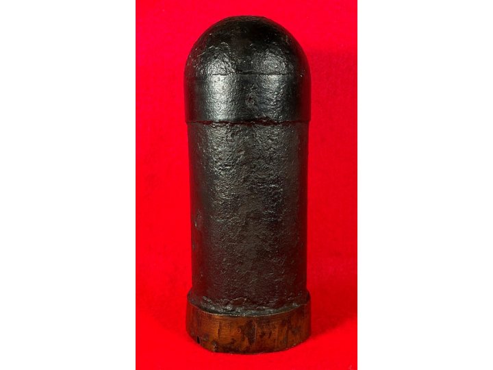 Confederate 3-inch "Short Pattern" Broun Shell with Original Wood Fuze Adaptor - High Quality