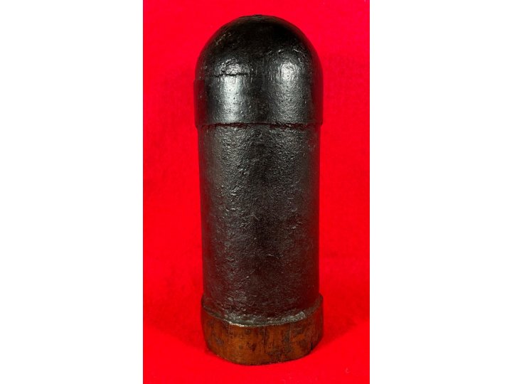 Confederate 3-inch "Short Pattern" Broun Shell with Original Wood Fuze Adaptor - High Quality