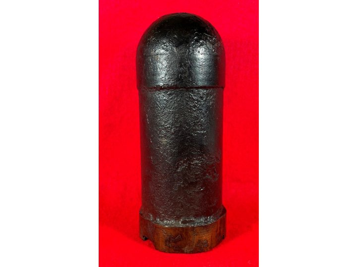 Confederate 3-inch "Short Pattern" Broun Shell with Original Wood Fuze Adaptor - High Quality