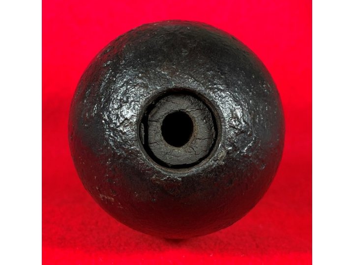 Confederate 3-inch "Short Pattern" Broun Shell with Original Wood Fuze Adaptor - High Quality