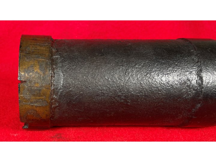 Confederate 3-inch "Short Pattern" Broun Shell with Original Wood Fuze Adaptor - High Quality