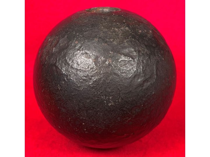 Confederate 12-Pounder Shell with Wood Fuze Plug and Packing Tow