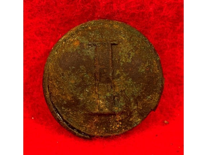 Confederate Infantry Coat Button - Stippled "I" - Repaired