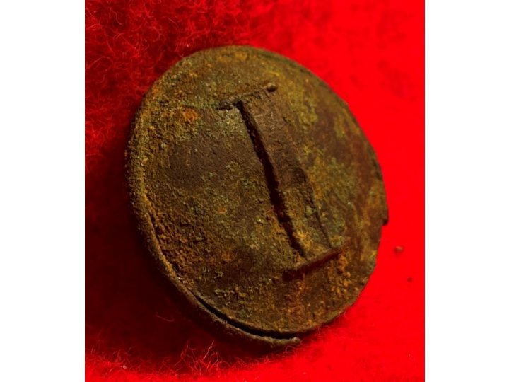 Confederate Infantry Coat Button - Stippled "I" - Repaired
