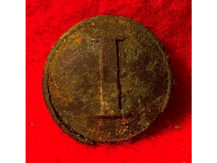 Confederate Infantry Coat Button - Stippled "I" - Repaired