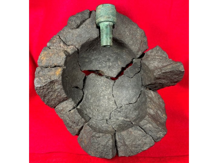 Reconstructed 9-Inch Mortar Shell with US Naval Fuze Dated 1862