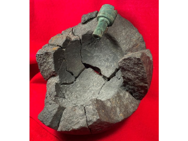Reconstructed 9-Inch Mortar Shell with US Naval Fuze Dated 1862