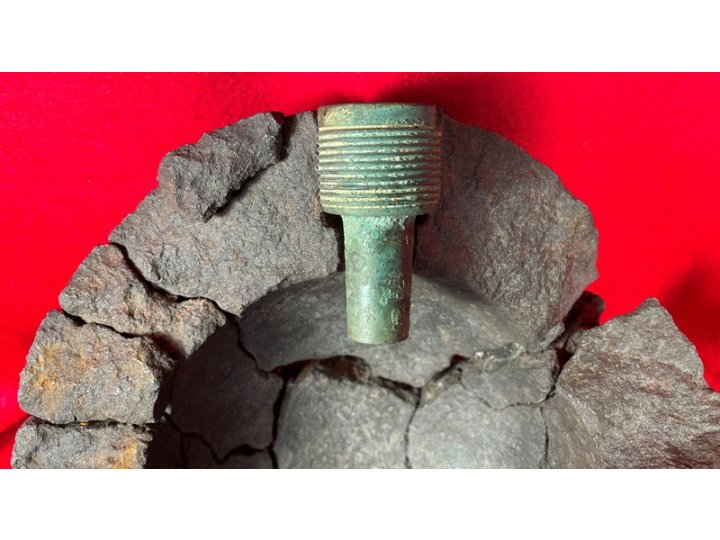 Reconstructed 9-Inch Mortar Shell with US Naval Fuze Dated 1862
