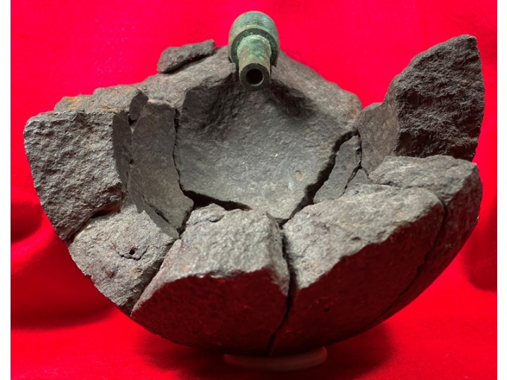 Reconstructed 9-Inch Mortar Shell with US Naval Fuze Dated 1862