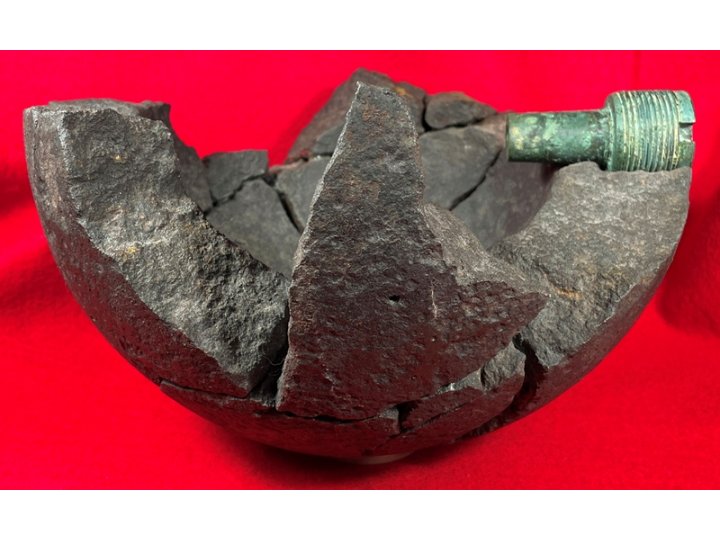 Reconstructed 9-Inch Mortar Shell with US Naval Fuze Dated 1862