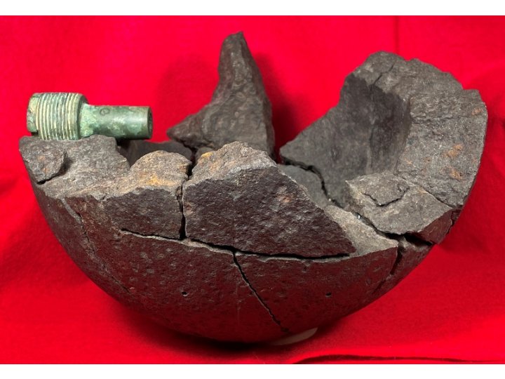 Reconstructed 9-Inch Mortar Shell with US Naval Fuze Dated 1862