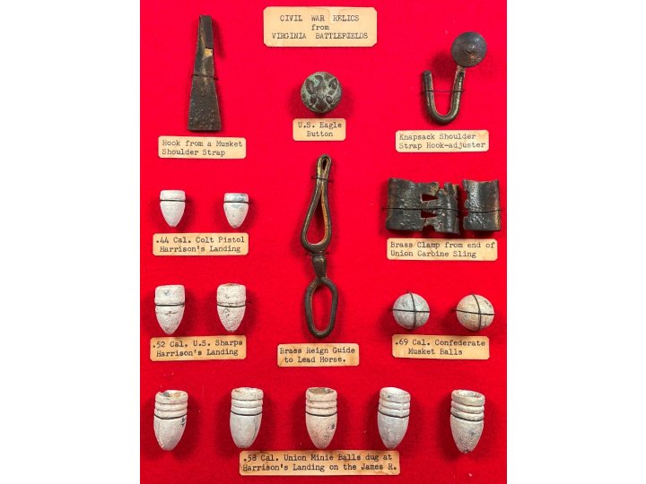 Civil War Framed Virginia Battlefield Civil War Relic Display