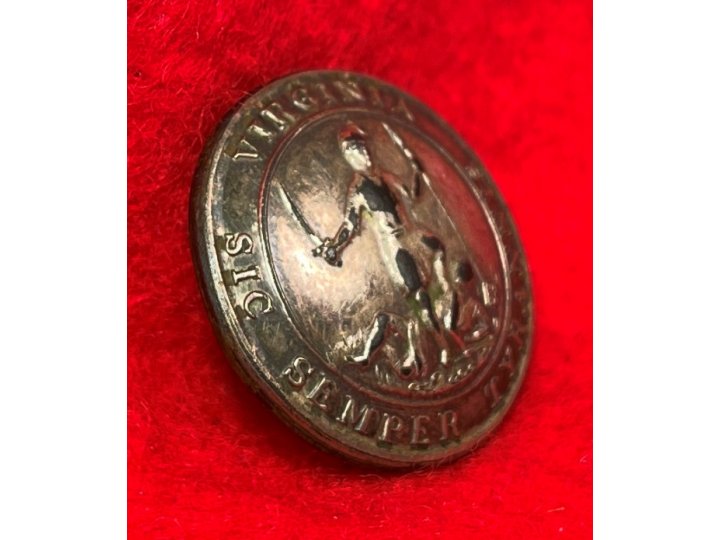 Virginia State Seal Militia Coat Button - Silvered