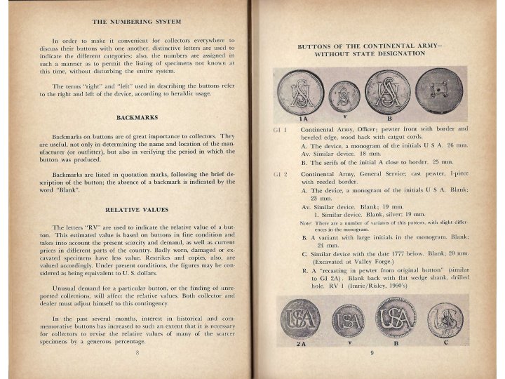 Record of American Uniform and Historical Buttons - First Edition