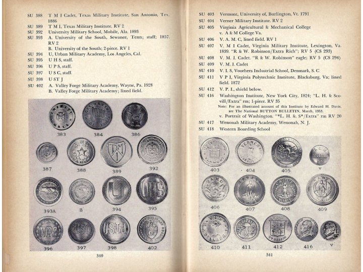 Record of American Uniform and Historical Buttons - First Edition