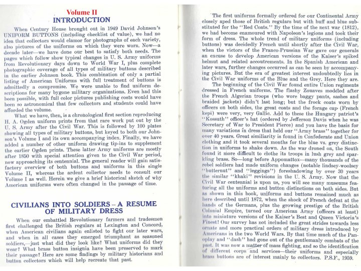 Uniform Buttons American Armed Forces 1784-1948 - Volumes I & II