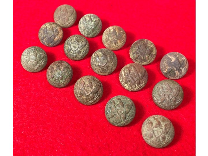 15 Excavated Federal General Service Eagle Coat Buttons - All High Grade with Backmarks