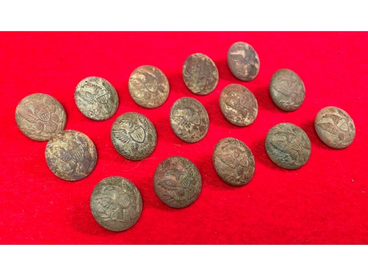 15 Excavated Federal General Service Eagle Coat Buttons - All High Grade with Backmarks