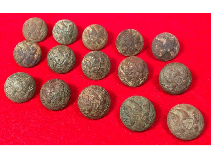 15 Excavated Federal General Service Eagle Coat Buttons - All High Grade with Backmarks