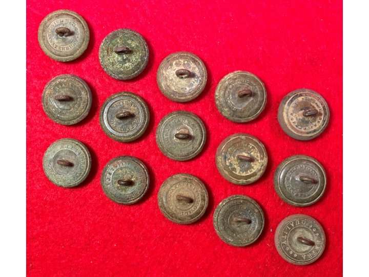 15 Excavated Federal General Service Eagle Coat Buttons - All High Grade with Backmarks